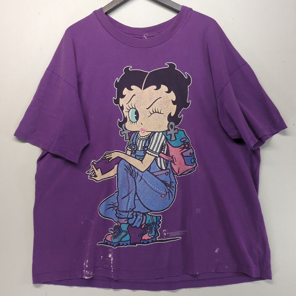 Vintage Betty Boop T Shirt Purple 1994 90s Cartoon Single Stitch Tee Mens 3XL